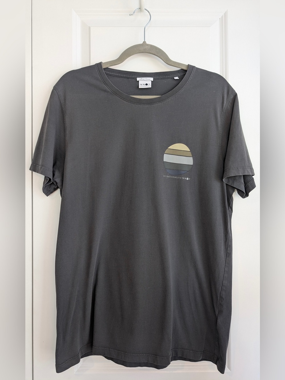 NN07 Men's No Nationality Graphic T-shirt 3208 Pima Cotton Grey Size Medium